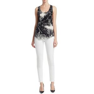Theory Black and White Palm-Print Tank Top